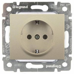 Фото Legrand Galea Life 771462 Розетка с заземляющим контактом (16 А, под рамку, скрытая установка, titanium)