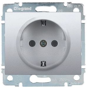 Фото Legrand Galea Life 771363 Розетка с заземляющим контактом (16 А, под рамку, шторки, скрытая установка, aluminium)
