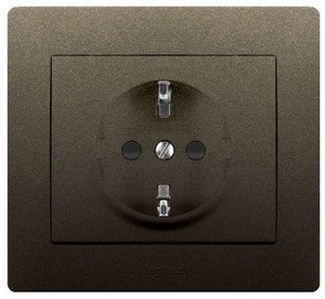 Фото Legrand Galea Life 771239 Розетка с заземляющим контактом (16 А, в сборе, скрытая установка, dark bronze)