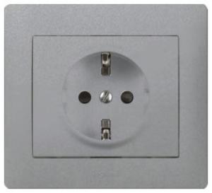Фото Legrand Galea Life 771339 Розетка с заземляющим контактом (16 А, в сборе, скрытая установка, aluminium)