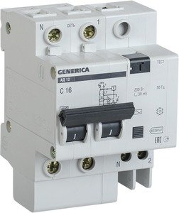 Фото IEK АД-12 MAD15-2-025-C-030 Автоматический выключатель дифференциального тока двухполюсный 25А (тип AC, 4.5 кА)