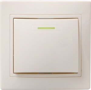 Фото IEK EVK11-K33-10-DM ВС10-1-1-ККм Выключатель 1кл с инд 10А КВАРТА (кремовый)