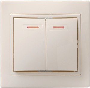 Фото IEK EVK21-K33-10-DM ВС10-2-1-ККм Выключатель 2кл с инд 10А КВАРТА (кремовый)