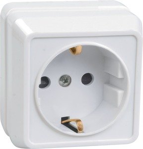 Фото IEK ERO11-K01-16-DC РС20-3-ОБ Розетка 1местн c з-к 16А откр уст ОКТАВА (белый)