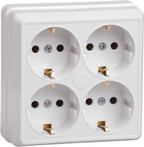 Фото IEK ERO41-K01-16-DC РС24-3-ОБ Розетка 4местн с з-к 16А откр уст ОКТАВА (белый)