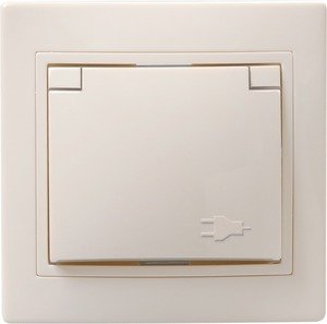 Фото IEK ERK15-K33-16-DM РСб10-3-ККм Розетка 1местн c з-к с крышкой 16А КВАРТА (кремовый)