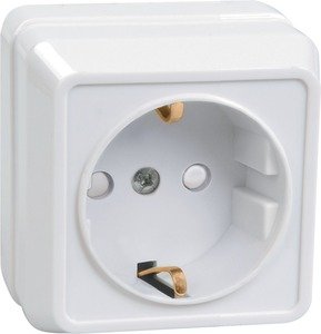 Фото IEK ERO14-K01-16-DC РСш20-3-ОБ Розетка 1местн c з-к с защ штор 16А откр уст Октава (белый)