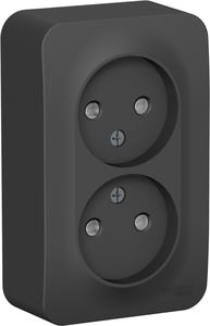 Фото Schneider Electric Blanca BLNRA001206 Розетка двойная (16 А, IP20, в сборе, открытая установка, шторки, антрацит)