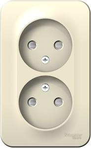 Фото Schneider Electric Blanca BLNRA001202 Розетка двойная (16 А, IP20, в сборе, открытая установка, шторки, молочная)