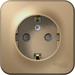 Фото Schneider Electric Blanca BLNRA011104 Розетка одинарная с заземляющим контактом (16 А, IP20, в сборе, открытая установка, шторки, титан)