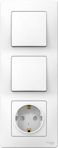 Фото Schneider Electric Blanca BLNBS101101 Блок комбинированный (2 кл.+1 роз., 16 А, в сборе, скрытая установка, з/к, шторки, IP20, белый)
