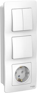 Фото Schneider Electric Blanca BLNBS101201 Блок комбинированный (3 кл.+1 роз., 16 А, в сборе, скрытая установка, з/к, шторки, IP20, белый)