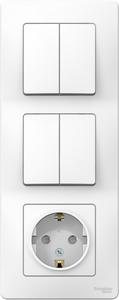 Фото Schneider Electric Blanca BLNBS102201 Блок комбинированный (4 кл.+1 роз., 16 А, в сборе, скрытая установка, з/к, шторки, IP20, белый)