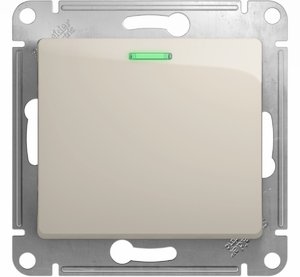 Фото Schneider Electric GSL000963 GLOSSA 1-клавишный ПЕРЕКЛЮЧАТЕЛЬ с подсветкой,сх.6а,10AX, механизм, МОЛОЧНЫЙ