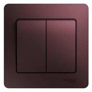 Фото Schneider Electric GSL001152 GLOSSA 2-клавишный ВЫКЛЮЧАТЕЛЬ, сх.5,10AX, в сборе, БАКЛАЖАНОВЫЙ