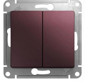 Фото Schneider Electric GSL001151 GLOSSA 2-клавишный ВЫКЛЮЧАТЕЛЬ,сх.5,10AX, механизм, БАКЛАЖАНОВЫЙ