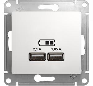Фото Schneider Electric Glossa GSL000133 Розетка USB (2xUSB, под рамку, скрытая установка, белая)