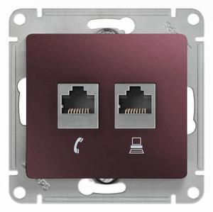 Фото Schneider Electric Glossa GSL001185 Розетка комбинированная (RJ11+RJ45, под рамку, скрытая установка, баклажан)