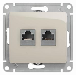 Фото Schneider Electric Glossa GSL000985 Розетка комбинированная (RJ11+RJ45, под рамку, скрытая установка, молочная)
