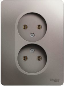 Фото Schneider Electric Glossa GSL001220 Розетка двойная (16 А, IP20, под рамку, скрытая установка, платина)