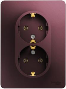 Фото Schneider Electric Glossa GSL001124 Розетка двойная с заземляющим контактом (16 А, IP20, под рамку, скрытая установка, баклажан)