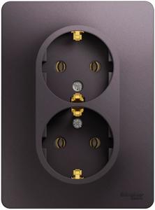 Фото Schneider Electric Glossa GSL001424 Розетка двойная с заземляющим контактом (16 А, IP20, под рамку, скрытая установка, сиреневая)