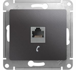 Фото Schneider Electric Glossa GSL001381T Розетка телефонная (RJ11, под рамку, скрытая установка, графит)