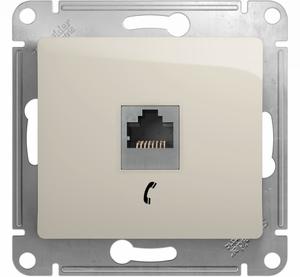 Фото Schneider Electric Glossa GSL000981T Розетка телефонная (RJ11, под рамку, скрытая установка, молочная)