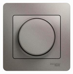 Фото Schneider Electric Glossa GSL001236 Светорегулятор поворотно-нажимной (600 Вт, в сборе, с/у, платина)