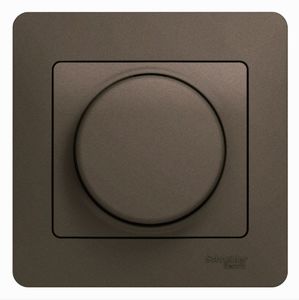 Фото Schneider Electric Glossa GSL000836 Светорегулятор поворотно-нажимной (600 Вт, в сборе, с/у, шоколадный)