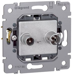 Фото Legrand Galea Life 775786 Розетка телевизионная (TV+Radio, звезда, механизм, 1.5 дБ, скрытая установка)