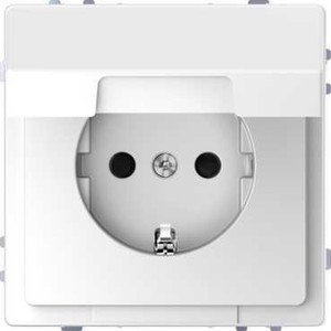 Фото Schneider Electric Merten D-Life MTN2310-6035 Розетка с заземляющим контактом (16 А, под рамку, крышка, шторки, скрытая установка, белый лотос)