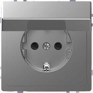 Фото Schneider Electric Merten D-Life MTN2310-6036 Розетка с заземляющим контактом (16 А, под рамку, крышка, шторки, скрытая установка, нержавеющая сталь)