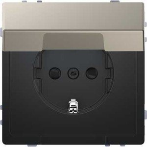 Фото Schneider Electric Merten D-Life MTN2310-6050 Розетка с заземляющим контактом (16 А, под рамку, крышка, шторки, скрытая установка, никель)