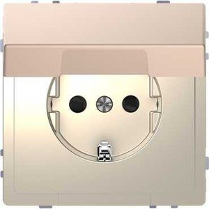 Фото Schneider Electric Merten D-Life MTN2310-6051 Розетка с заземляющим контактом (16 А, под рамку, крышка, шторки, скрытая установка, шампань)