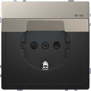 Фото Schneider Electric Merten D-Life MTN2314-6050 Розетка с заземляющим контактом (IP44, 16 А, под рамку, крышка, шторки, скрытая установка, никель)