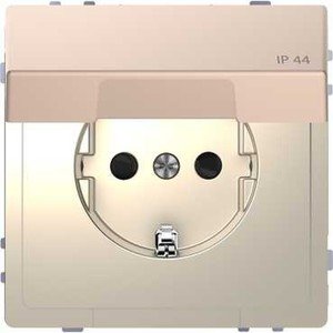 Фото Schneider Electric Merten D-Life MTN2314-6051 Розетка с заземляющим контактом (IP44, 16 А, под рамку, крышка, шторки, скрытая установка, шампань)