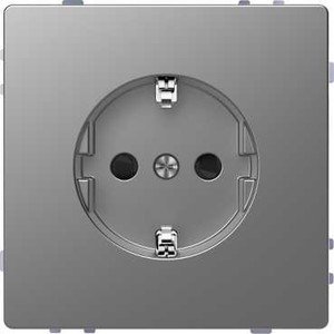 Фото Schneider Electric Merten D-Life MTN2300-6036 Розетка с заземляющим контактом (16 А, под рамку, шторки, скрытая установка, нержавеющая сталь)