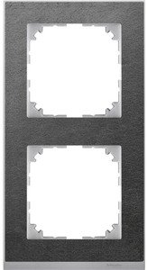 Фото Schneider Electric Merten M-Pure Decor MTN4020-3669 Рамка 2-постовая (универсальная, сланец/алюминий)