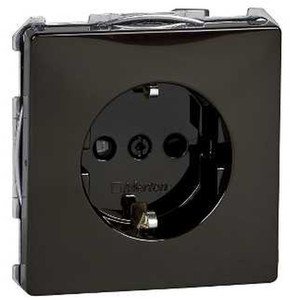 Фото Schneider Electric Merten Artec/Antique MTN2300-4015 Розетка с заземляющим контактом (16 А, под рамку, шторки, скрытая установка, коричневая)