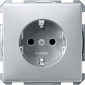 Фото Schneider Electric Merten Artec/Antique MTN2300-4060 Розетка с заземляющим контактом (16 А, под рамку, шторки, скрытая установка, алюминий)