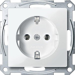 Фото Schneider Electric Merten System M MTN2301-0319 Розетка с заземляющим контактом (16 А, под рамку, скрытая установка, полярно-белая)