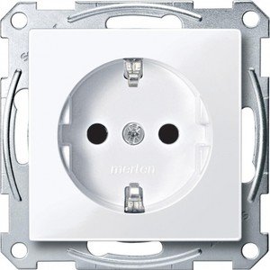 Фото Schneider Electric Merten System M MTN2300-0325 Розетка с заземляющим контактом (16 А, под рамку, шторки, скрытая установка, белая)