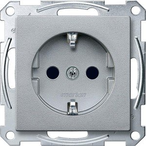 Фото Schneider Electric Merten System M MTN2300-0460 Розетка с заземляющим контактом (16 А, под рамку, шторки, скрытая установка, алюминий)