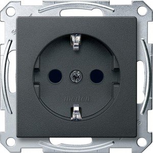 Фото Schneider Electric Merten System M MTN2300-0414 Розетка с заземляющим контактом (16 А, под рамку, шторки, скрытая установка, антрацит)