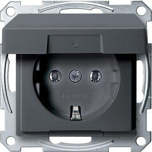 Фото Schneider Electric Merten System M MTN2311-0414 Розетка с заземляющим контактом (16 А, под рамку, крышка, скрытая установка, антрацит)