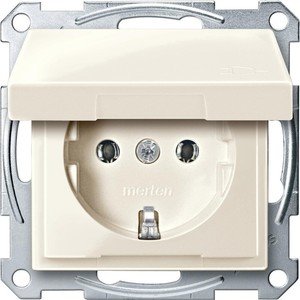 Фото Schneider Electric Merten System M MTN2311-0344 Розетка с заземляющим контактом (16 А, под рамку, крышка, скрытая установка, бежевая)