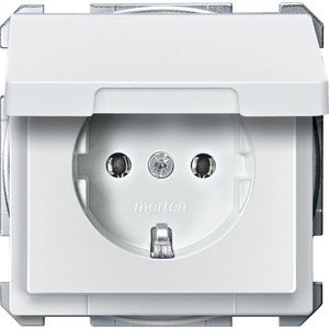 Фото Schneider Electric Merten Artec/Antique MTN2311-4019 Розетка с заземляющим контактом (16 А, под рамку, крышка, скрытая установка, полярно-белая)