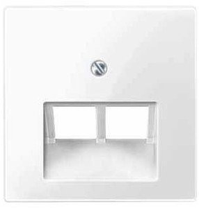Фото Schneider Electric System M MTN296119 Крышка розетки информационной (2xRJ45, шторки, полярно-белая)