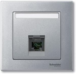 Фото Schneider Electric System M MTN465860 Крышка розетки компьютерной (RJ45, шторка, поле для надписи, алюминий)